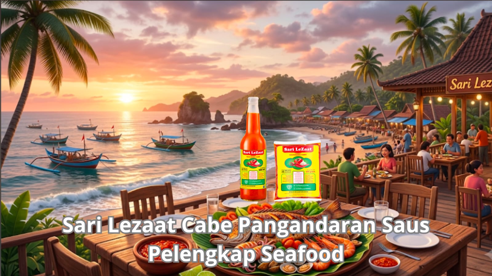 Produk saus pedas gurih Sari lezaat cabe pangandaran pelengkap sajian olahan seafood