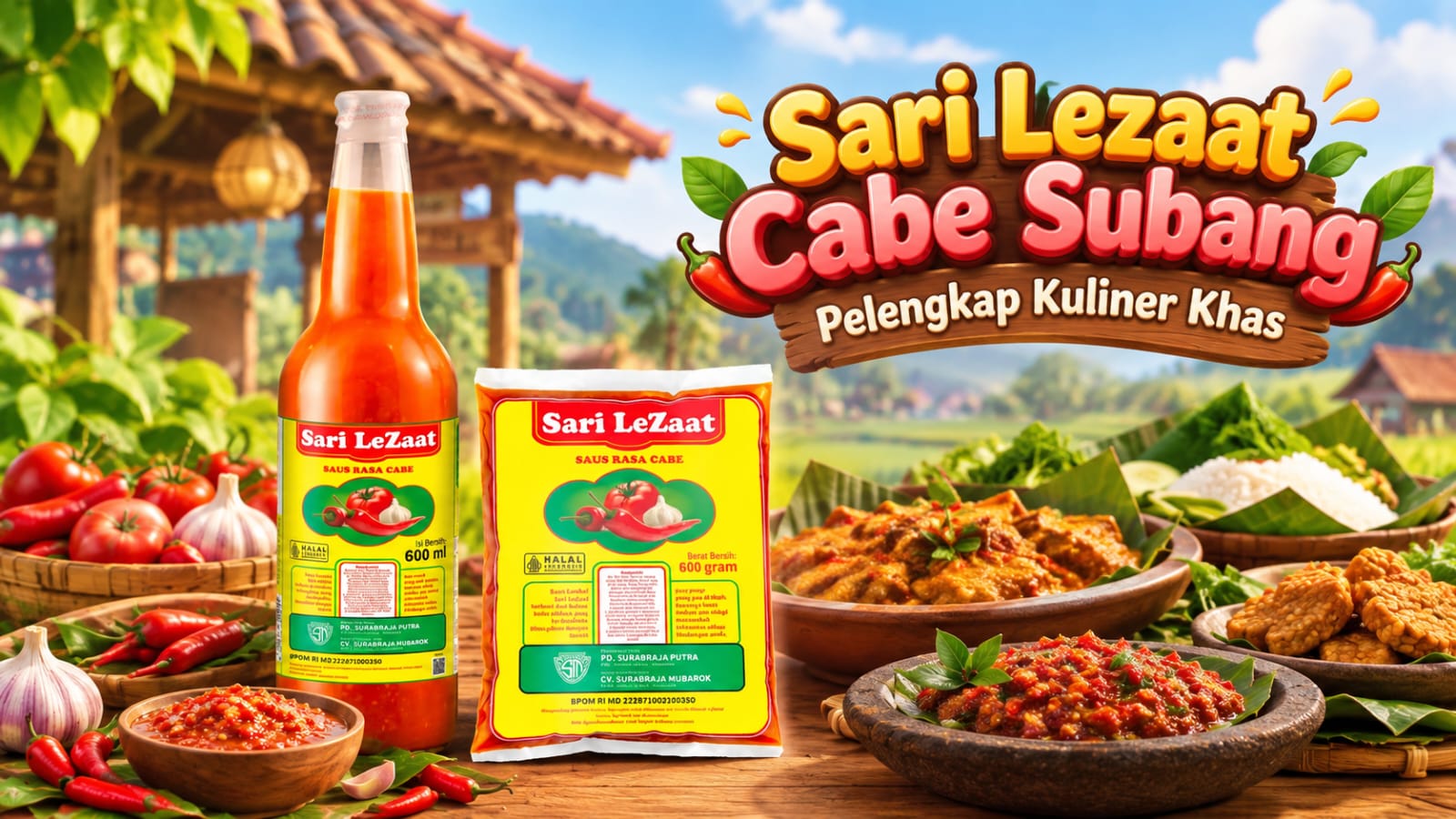Produk saus pedas gurih Sari lezaat cabe subang pelengkap kuliner khas daerah