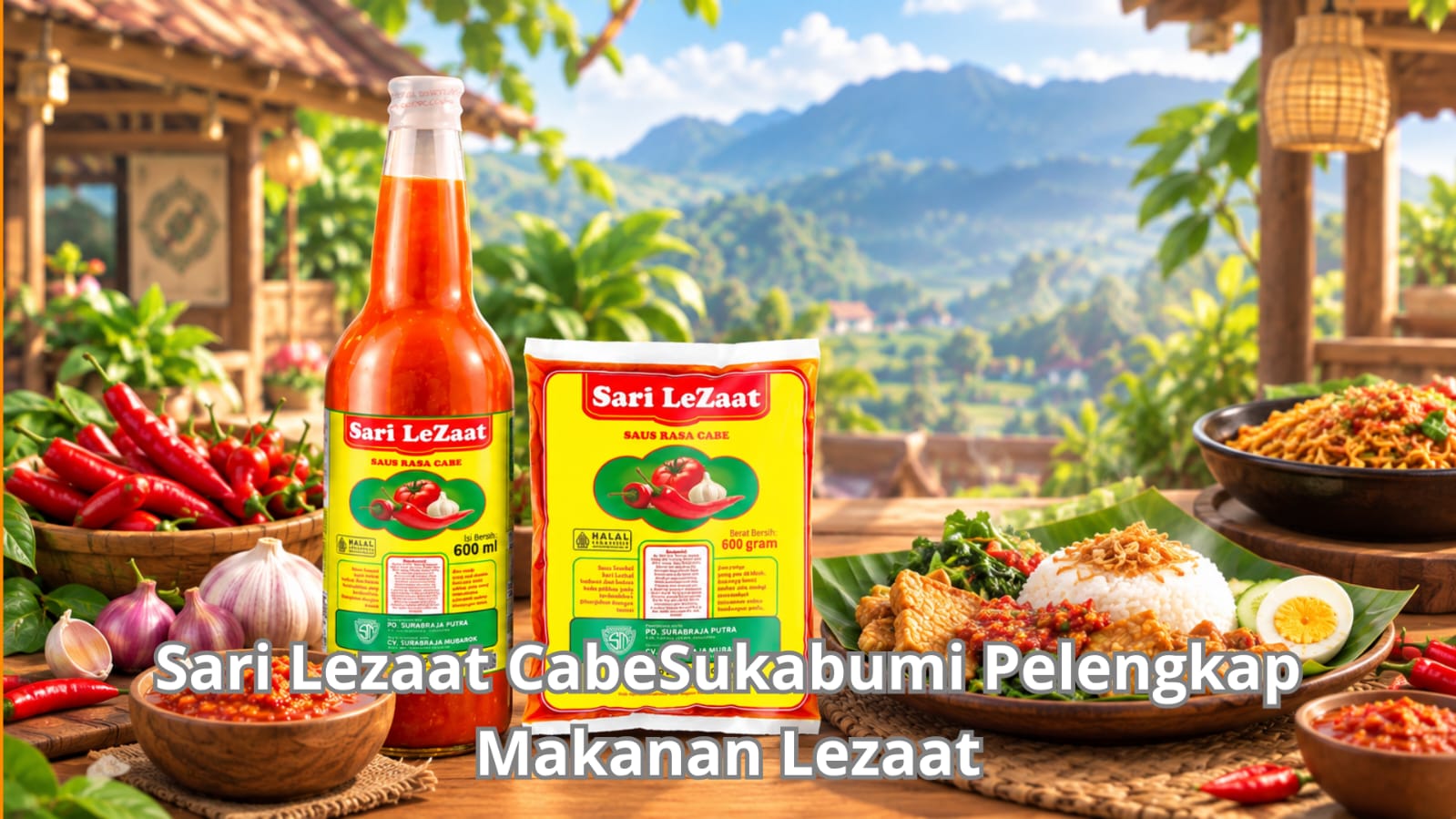 Produk saus pedas gurih Sari lezaat cabe sukabumi pelengkap kuliner tradisional